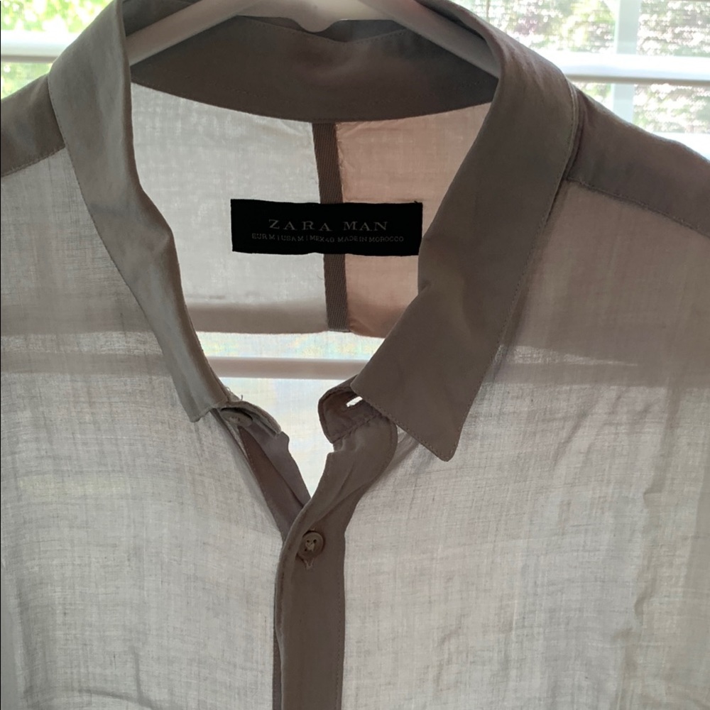 Zara Gray Casual Button Down Shirt Relaxed Fit - Picture 4 of 8